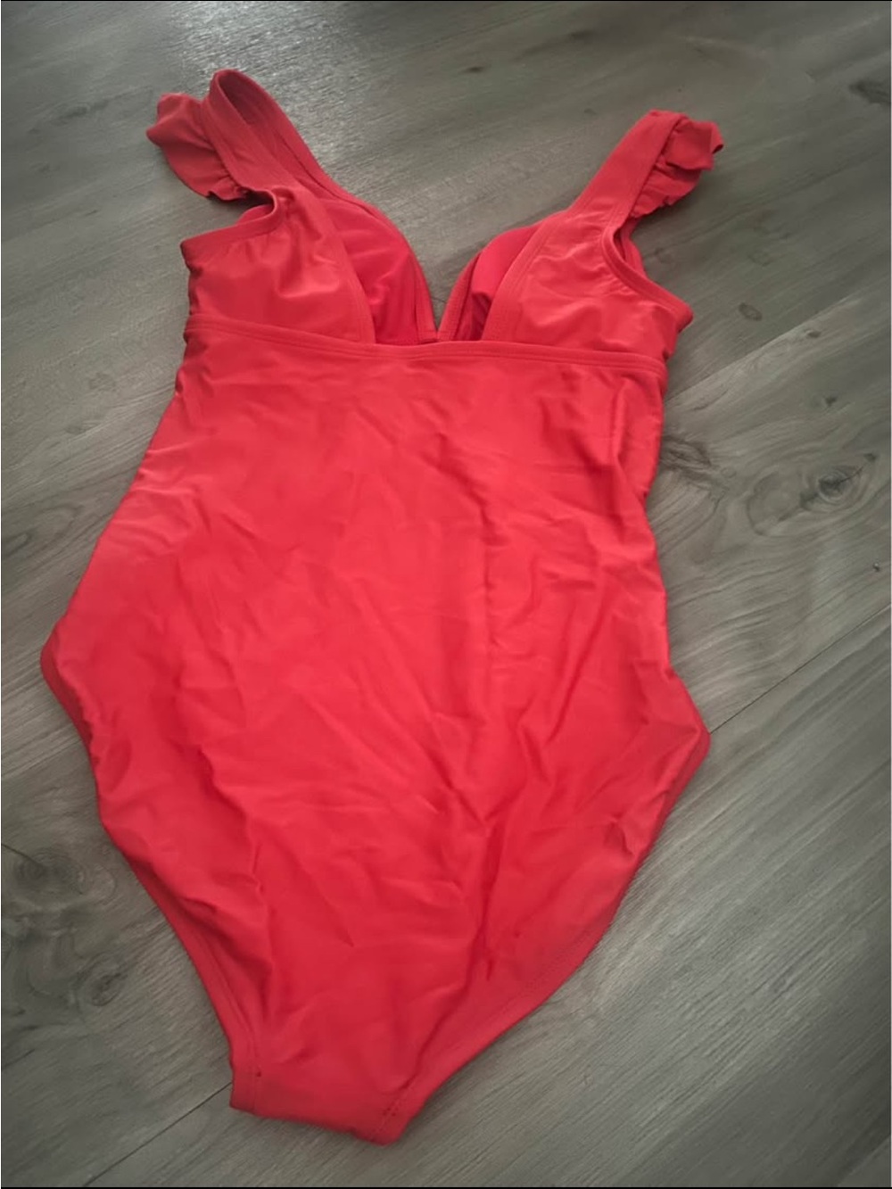 Kona Sol Bright Red Ruffle-Shoulder One-Piece - Picture 2 of 4